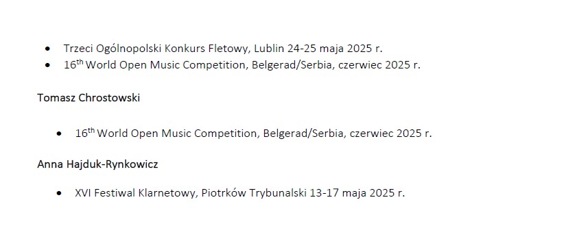 Osiągnięcia uczniów II semestrze 2024/2025 w konkursach.