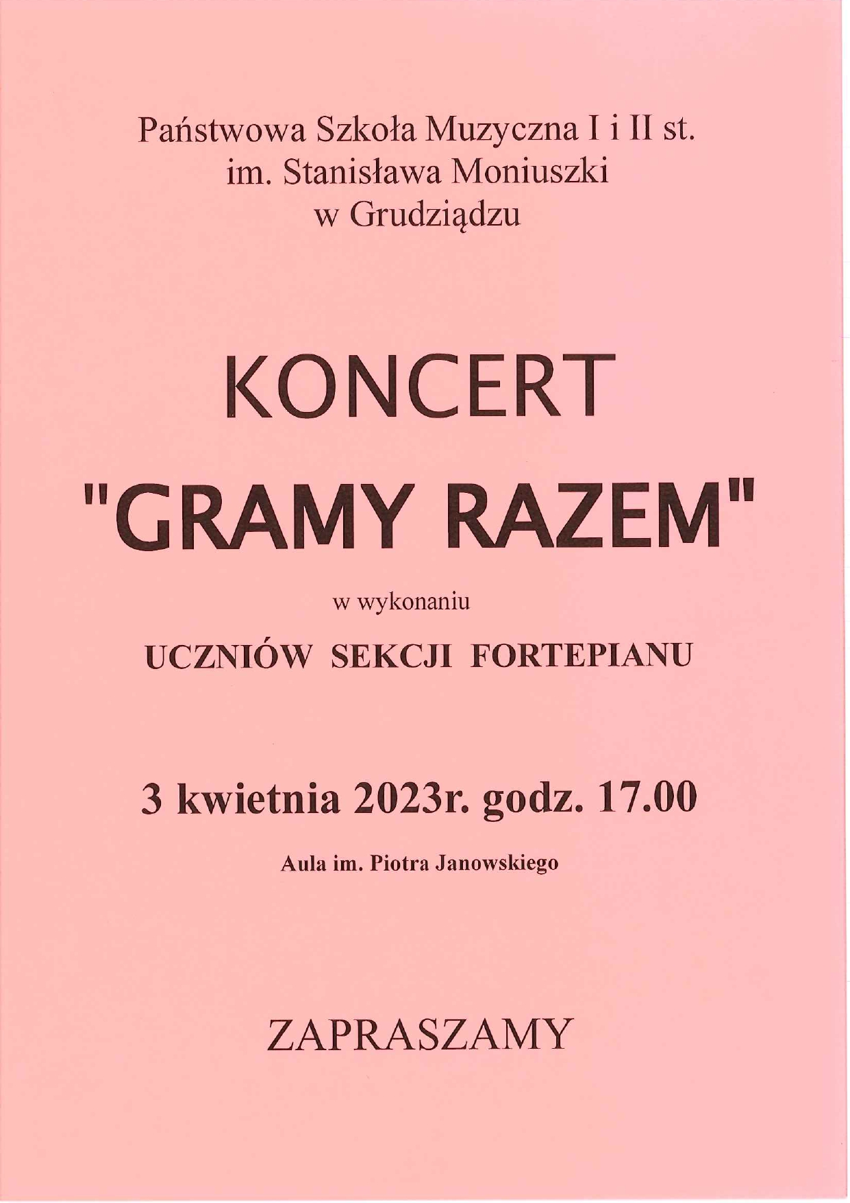 Koncert sekcji fortepianu