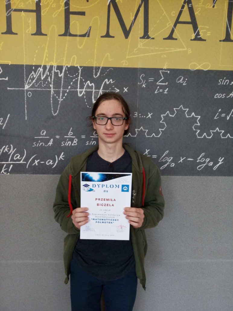 Sukces Przemiła Biczela w I Powiatowym Konkursie Matematycznym „Matematyczny Półmetek”