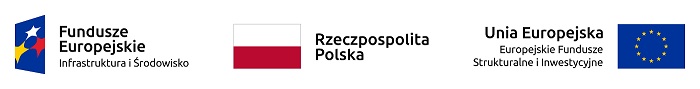 Zestawienie logotypów funduszy Unii Europejskiej, od lewej logo Funduszy UE, flaga Rzeczpospolitej Polskiej oraz flaga Unii Europejskiej