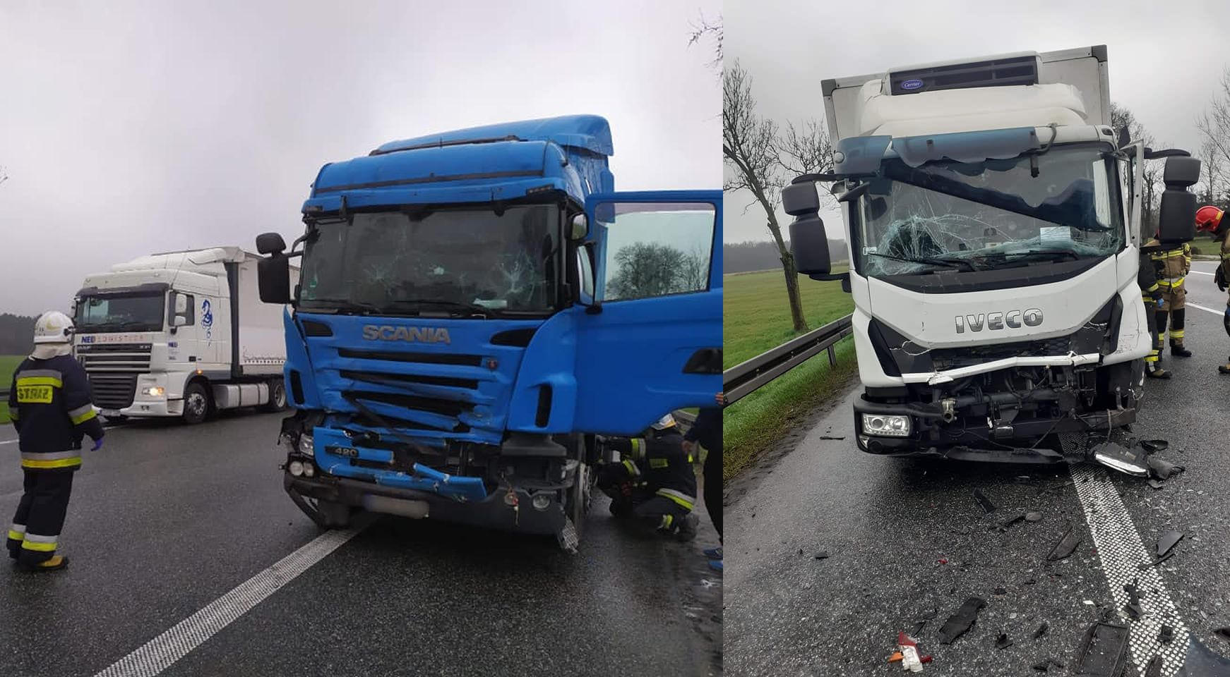 Wypadek drogowy w miejscowości Broszków, fot. OSP Kotuń.