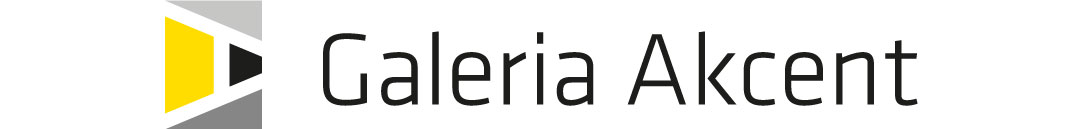 Grafika obrócona litera A i napis Szkolna Galeria Akcent