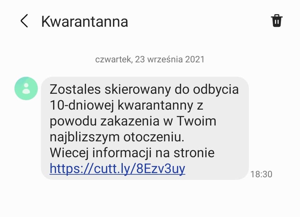 Główny Inspektor Sanitarny ostrzega przed fałszywymi SMS-ami od nadawcy Kwarantanna
