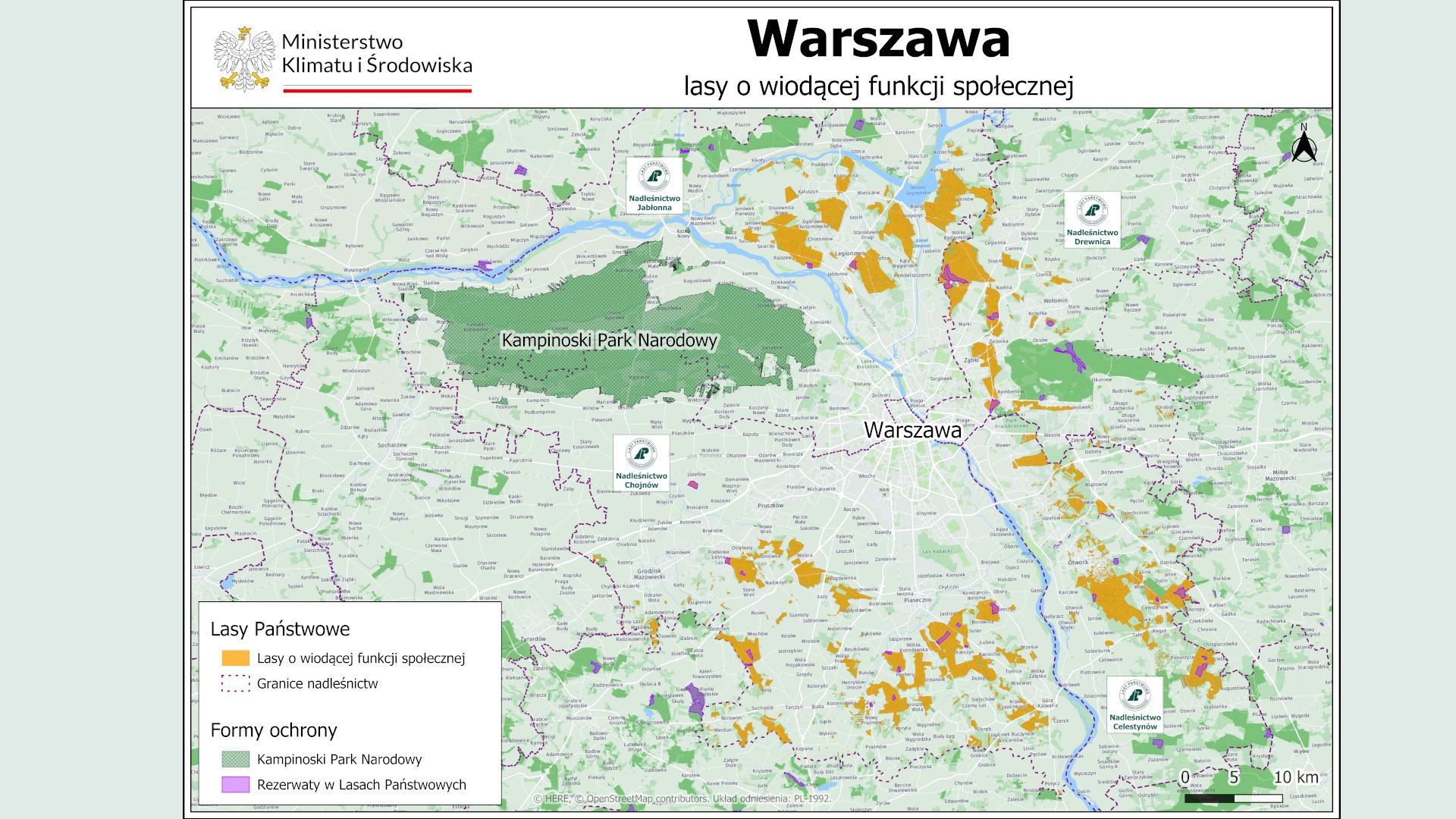 mapa lasy społeczne Warszawa