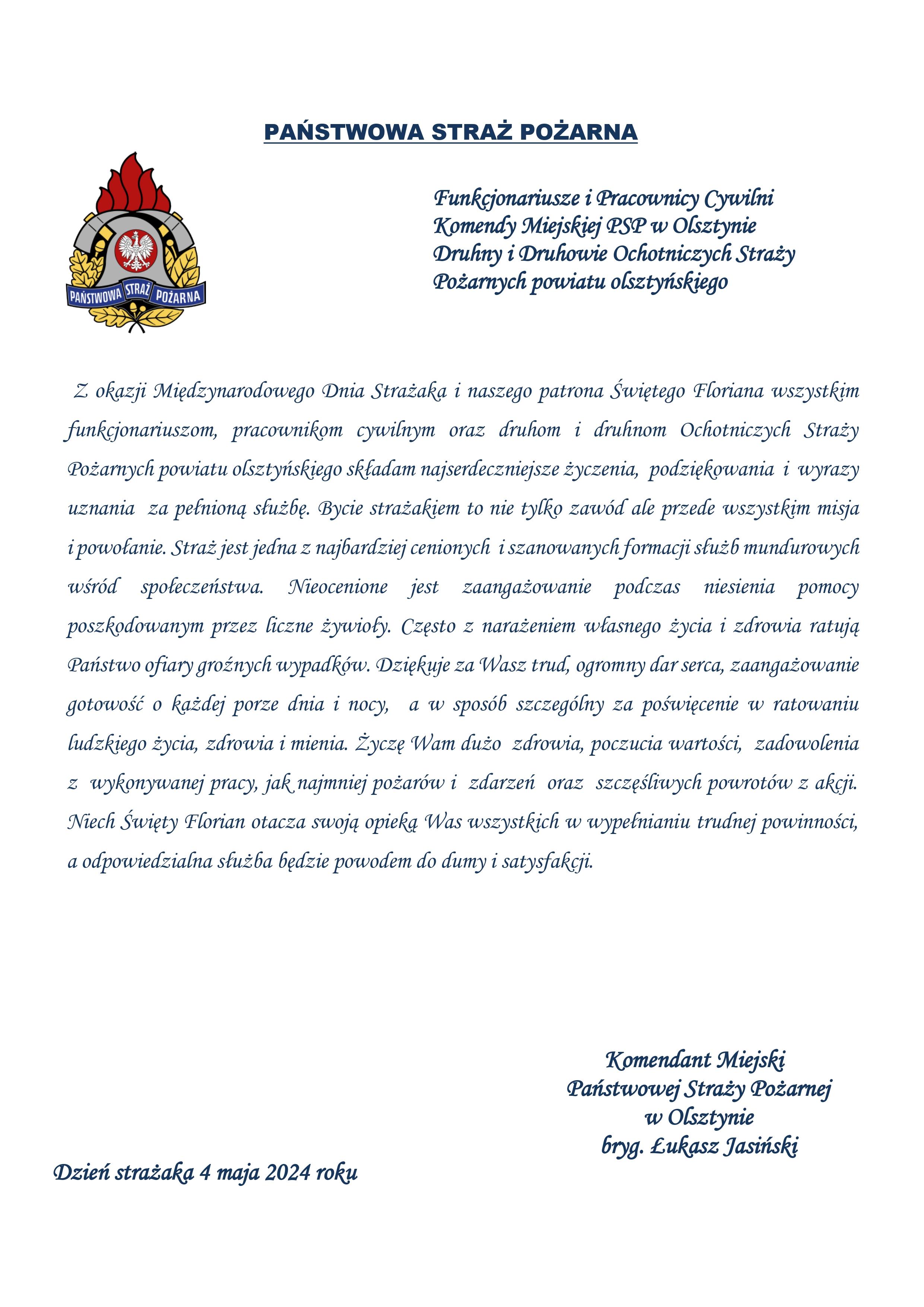 Dzień strażaka km psp olsztyn