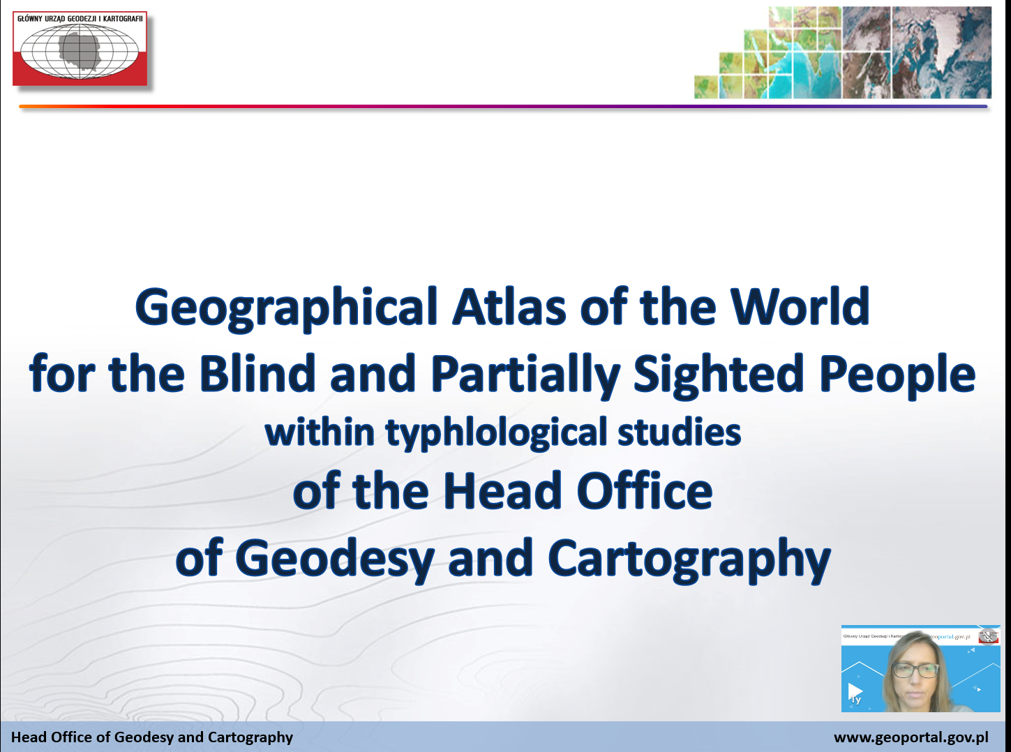Ilustracja przedstawia zrzut ekranu prezentujący pierwszy slajd prezentacji GUGIK podczas warsztatów ICA