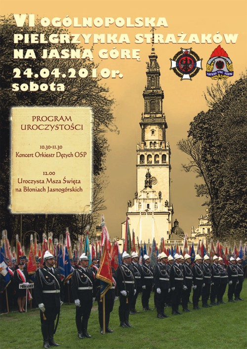 Plakat IV Ogólnopolskiej Pielgrzymki Strażaków na Jasna Góre