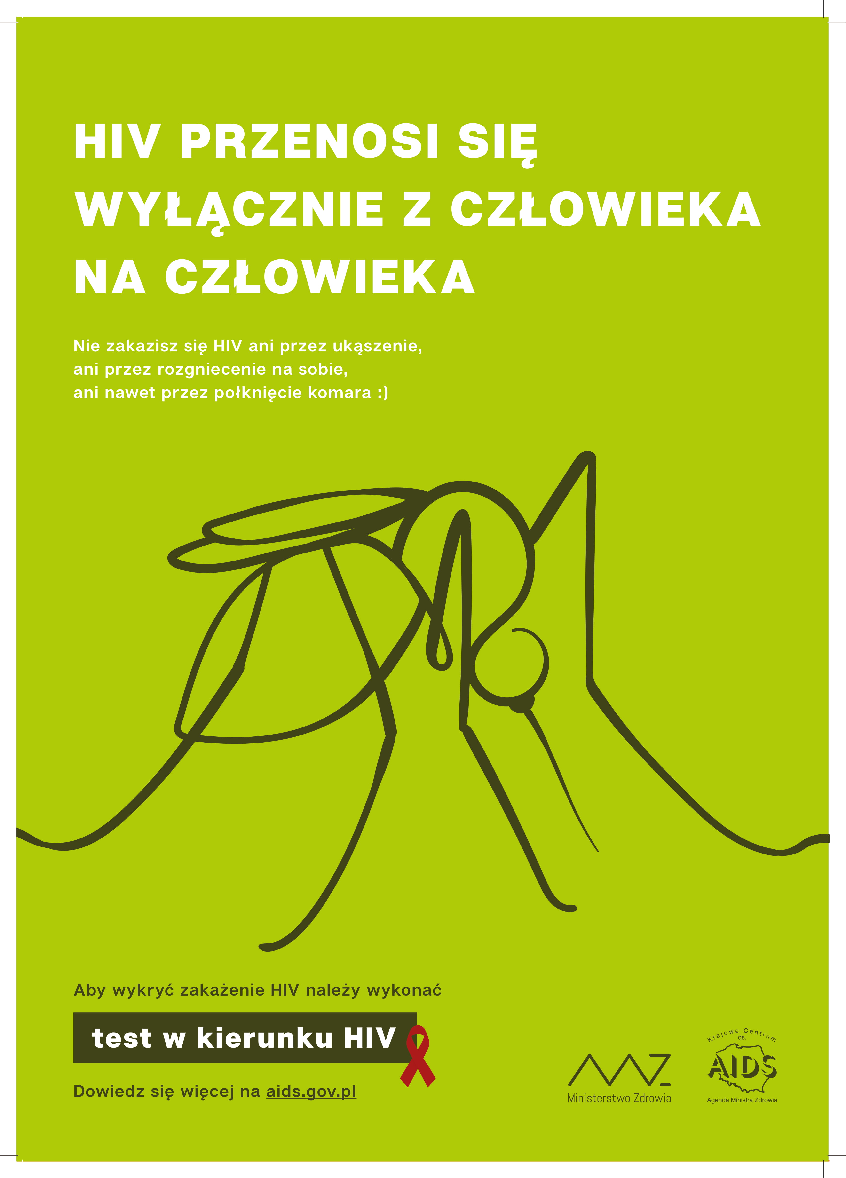 NIE ma ryzyka zakażenia HIV ani przez ukąszenie, ani przez rozgniecenie na sobie, ani nawet przez połknięcie komara.