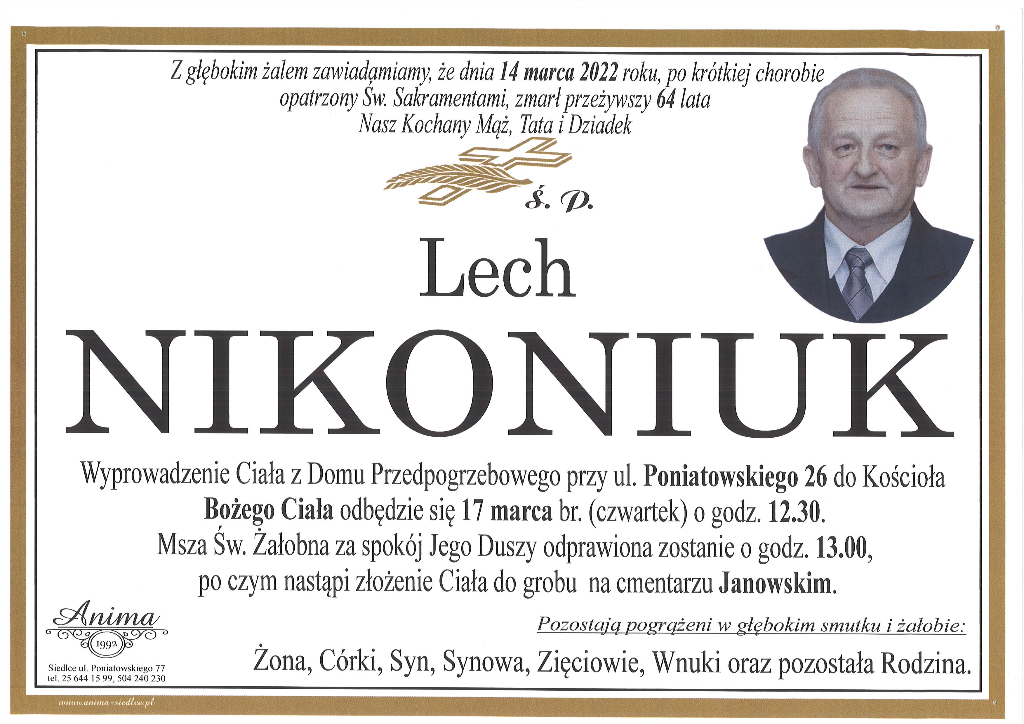 Nekrolog Lech Nikoniuk