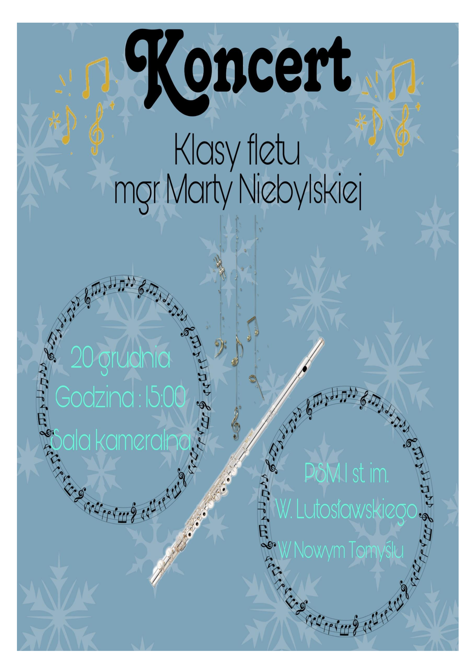 Plakat - Koncert uczniów klasy fletu
