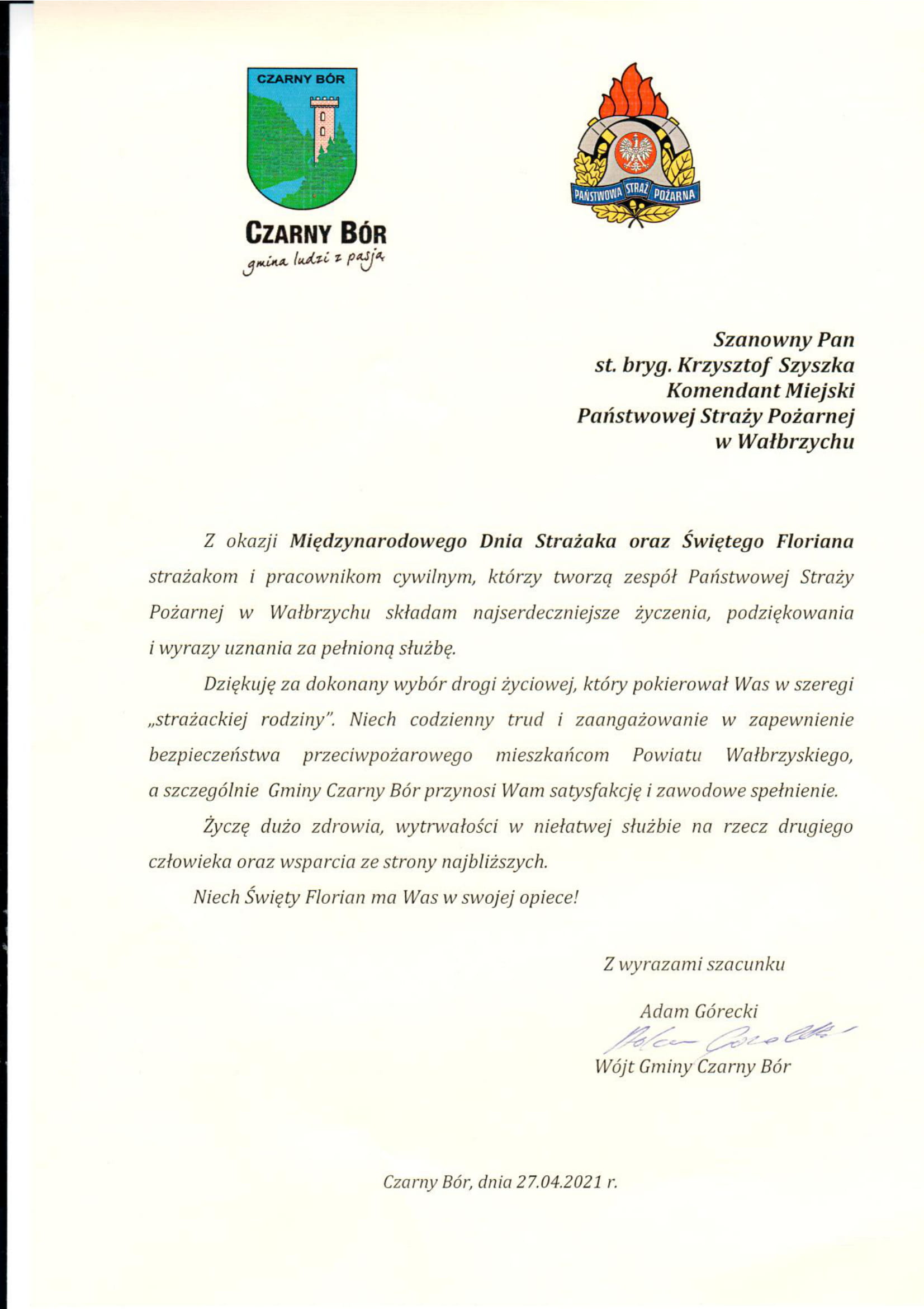 Życzenia z okazji Dnia Strażaka