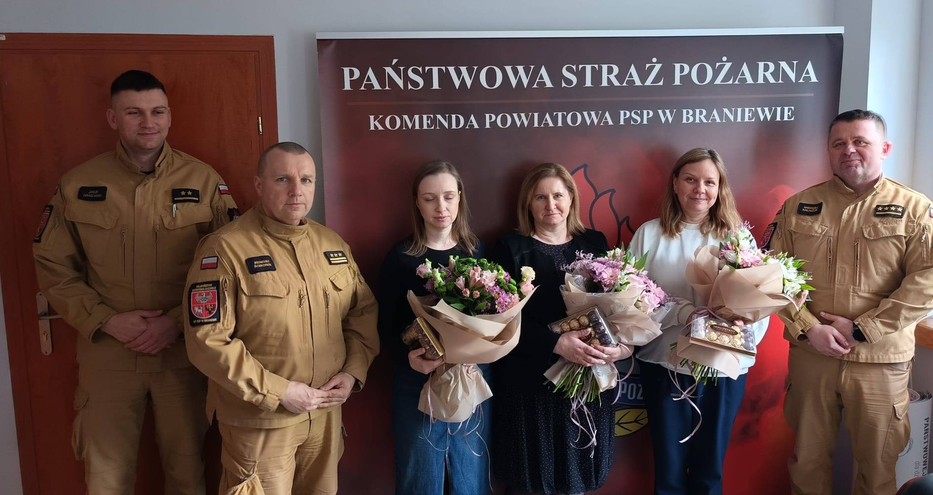 Spotkanie z okazji Dnia Kobiet w Komendzie Powiatowej Państwowej Straży Pożarnej w Braniewie. 