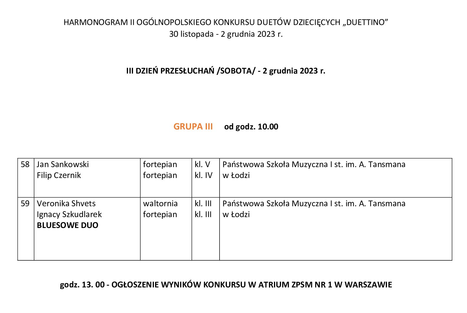 HARMONOGRAM DUETTINO