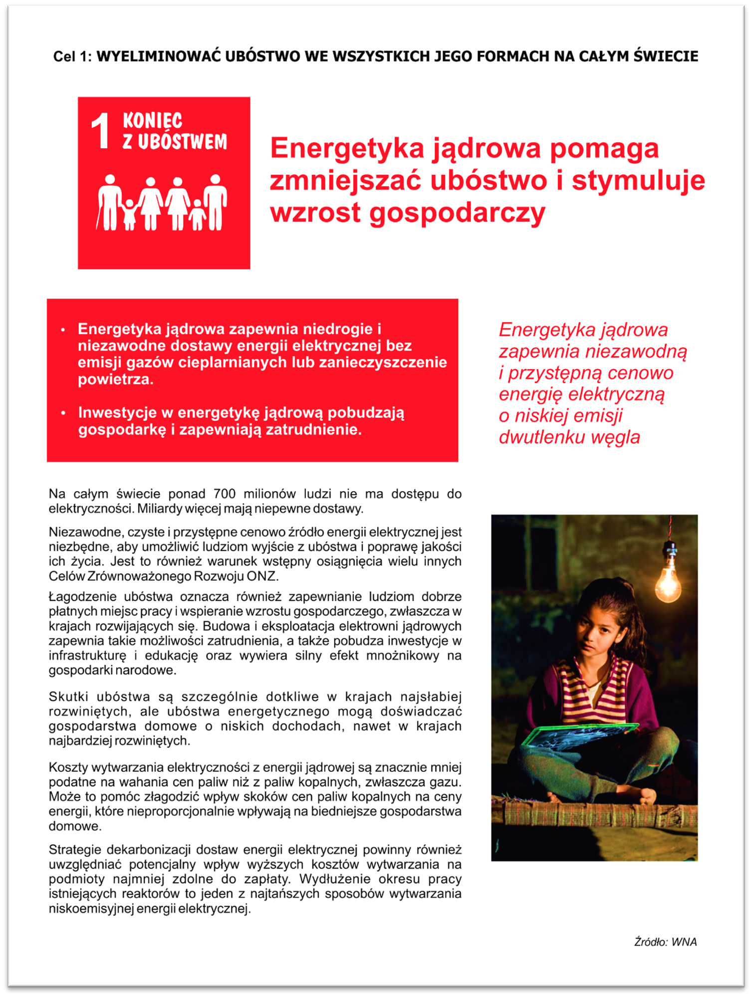 Energetyka jądrowa pomaga zmniejszyć ubóstwo i stymuluje wzrost gospodarczy