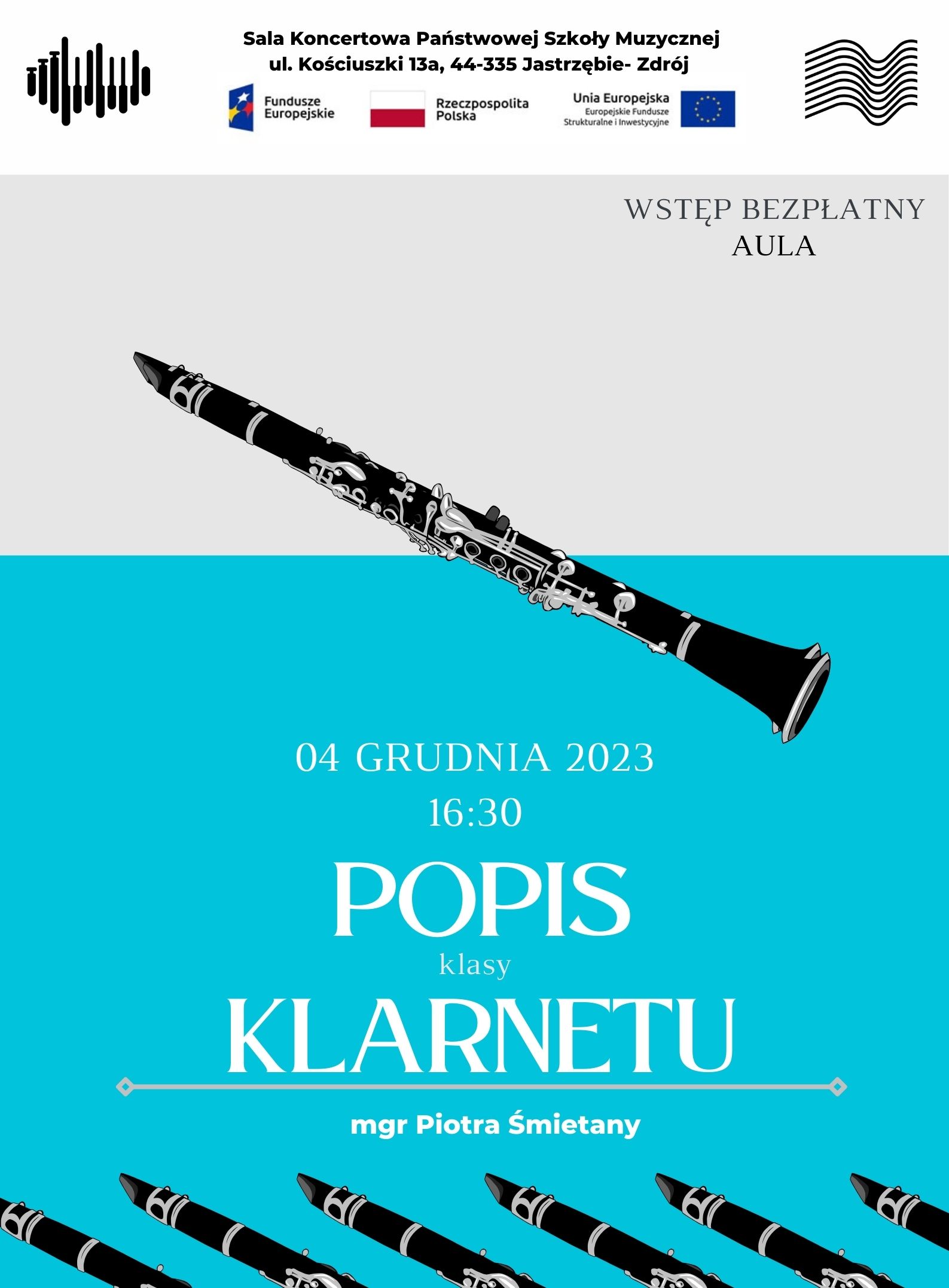 Plakat na Popis klasy klarnetu.