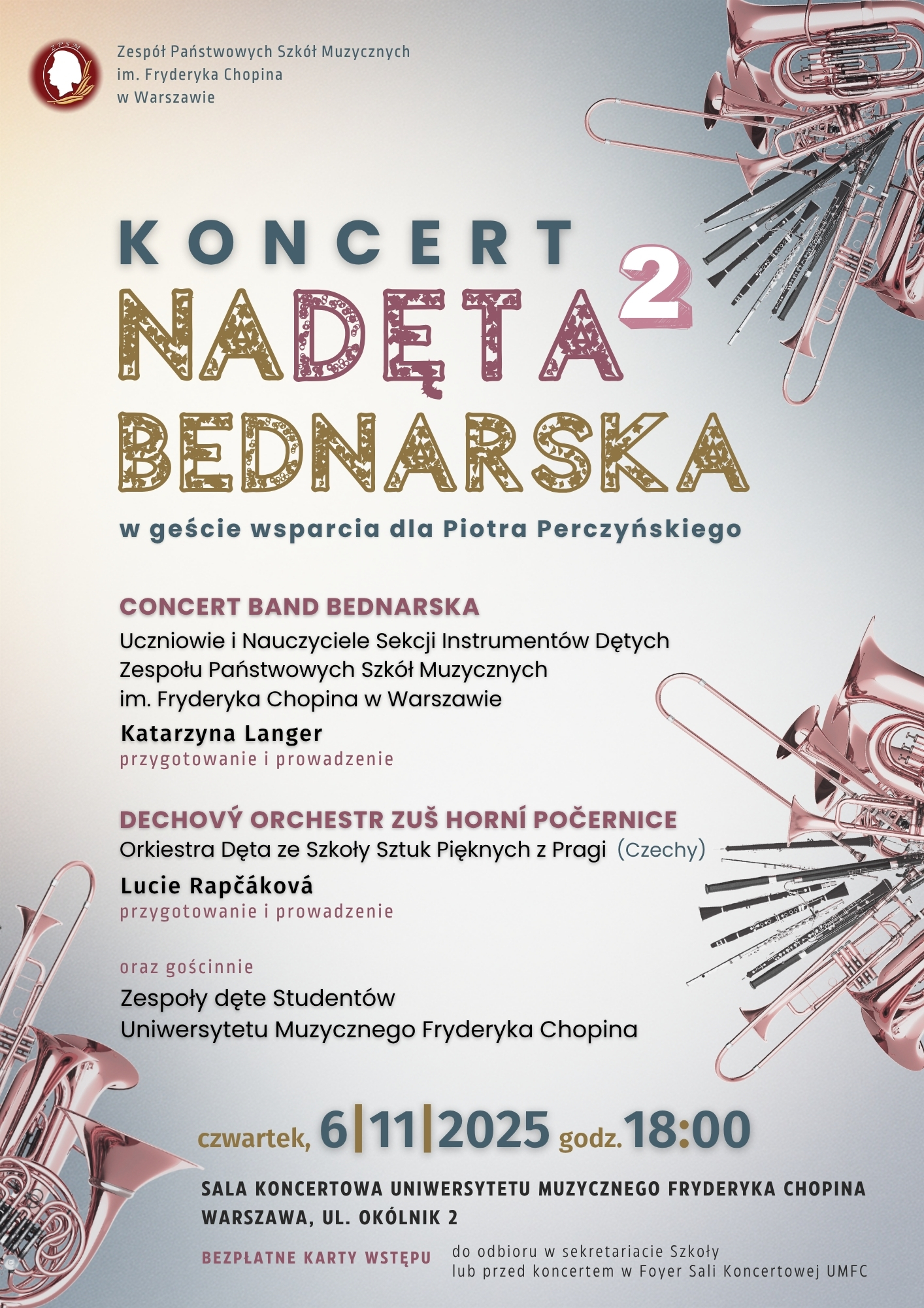 NaDęta Bednarska - Koncert Sekcji Instrumentów Dętych, 6.11.2025, godz. 18.00