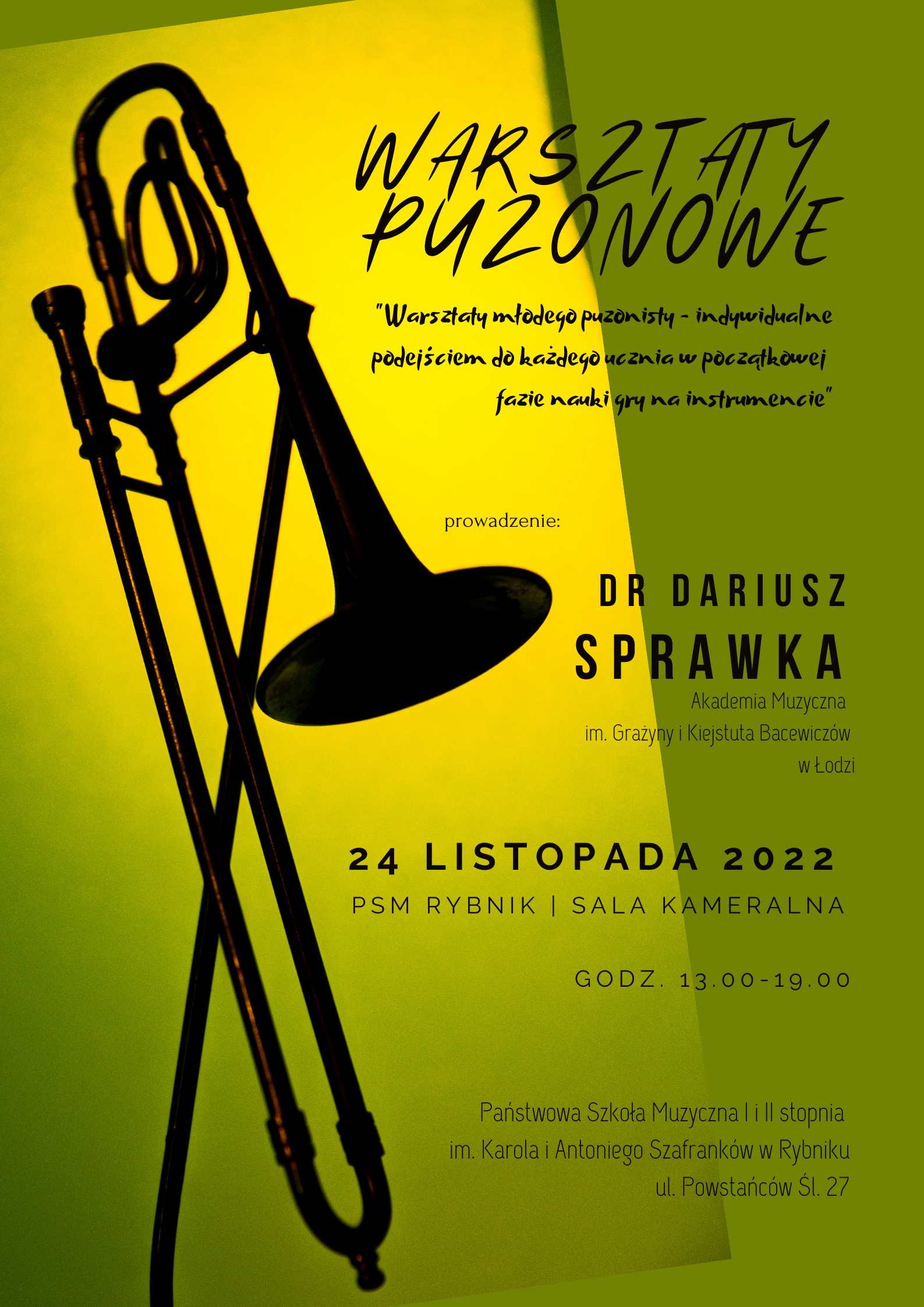 Plakat warsztaty puzonowe 24.11.2022