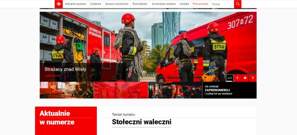 Fragment nowej strony „Przeglądu Pożarniczego” – zrzut ekranu
