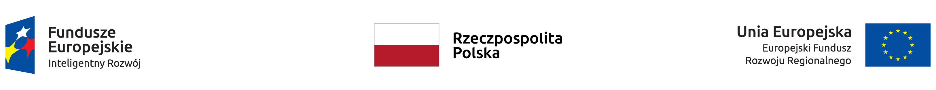 Loga: Funduszy Europejskich - Inteligentny Rozwój, Rzeczypospolitej Polskiej i Unii Europejskiej - Europejskiego Funduszu Rozwoju Regionalnego