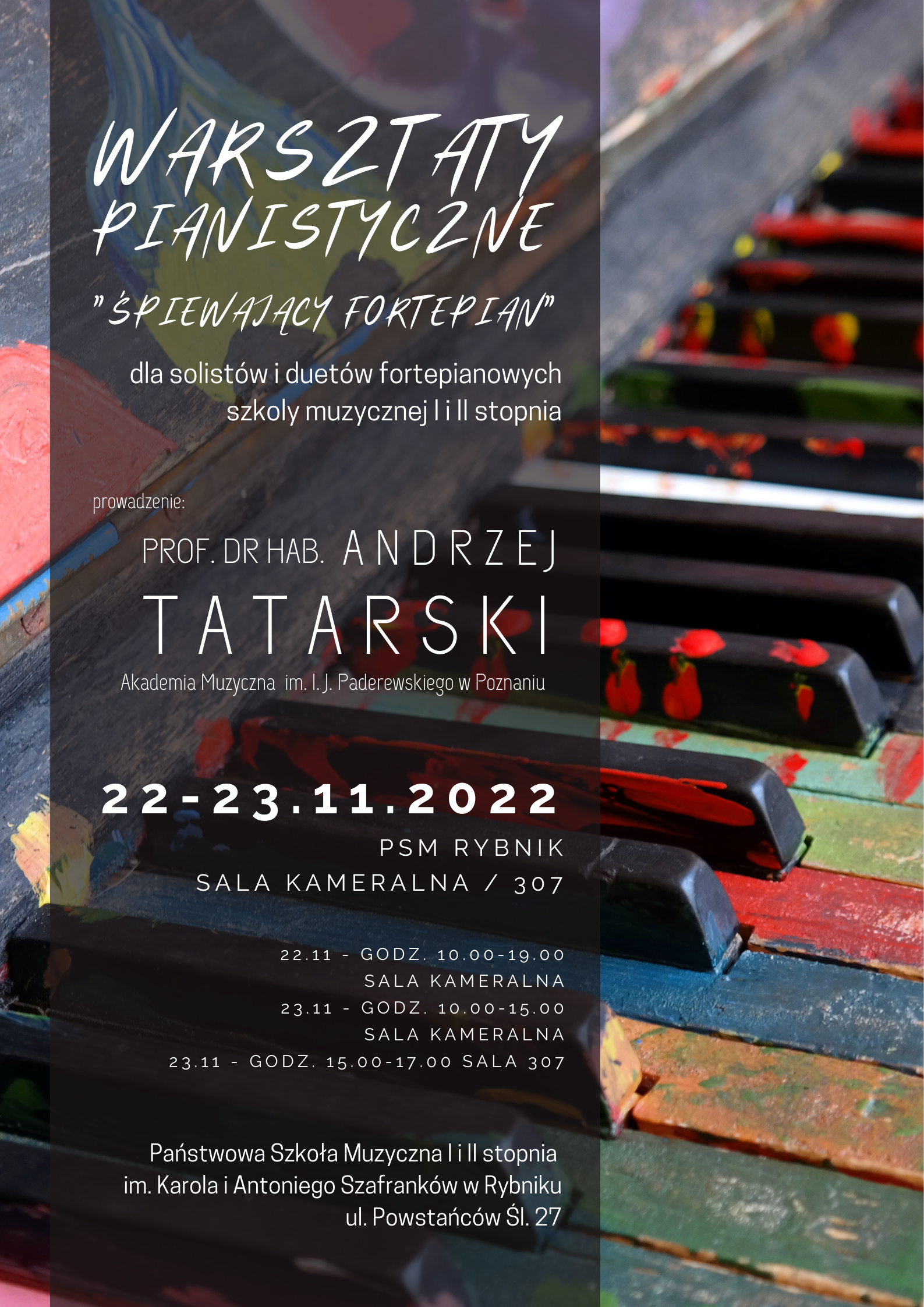 Plakat warsztaty pianistyczne 22-23.11.2022