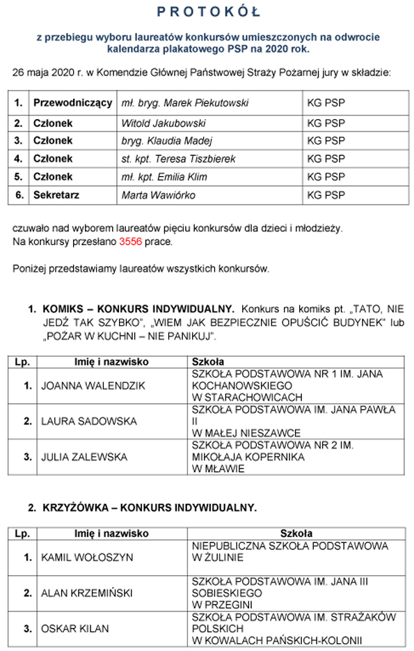 Rozstrzygnięcie konkursów kalendarzowych 2020!