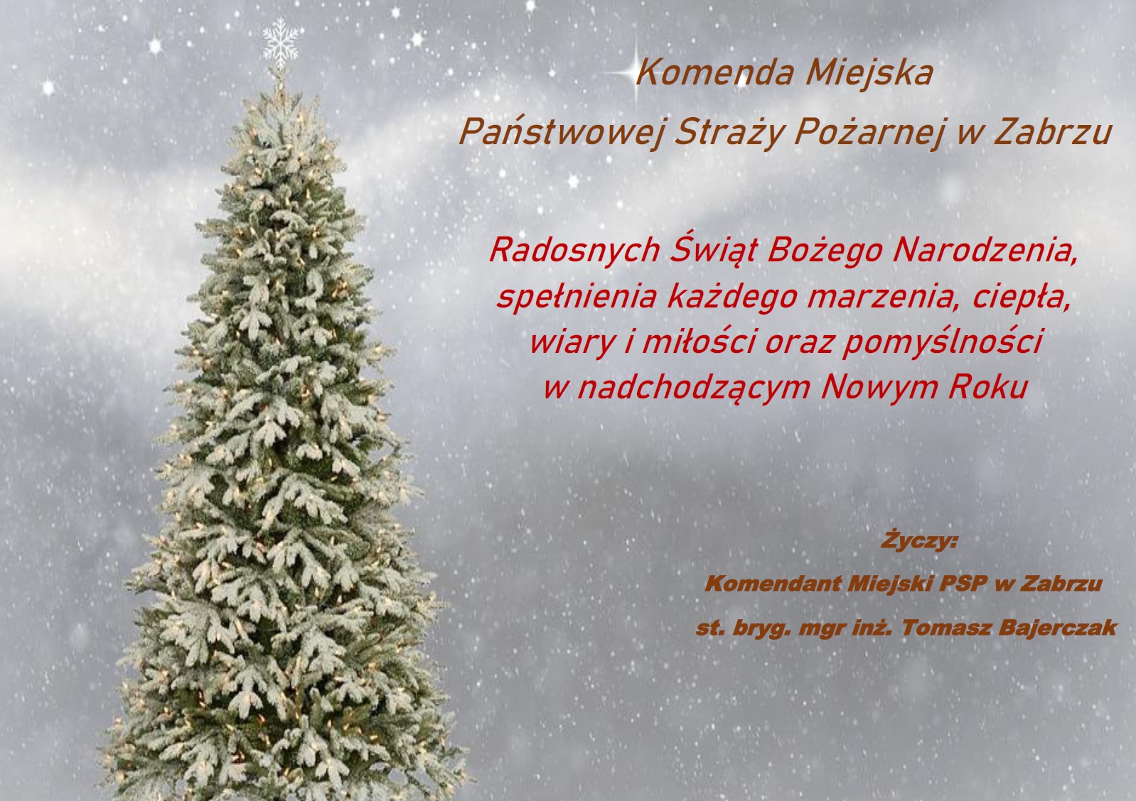Życzenia świąteczne Komendanta Miejskiego PSP w Zabrzu