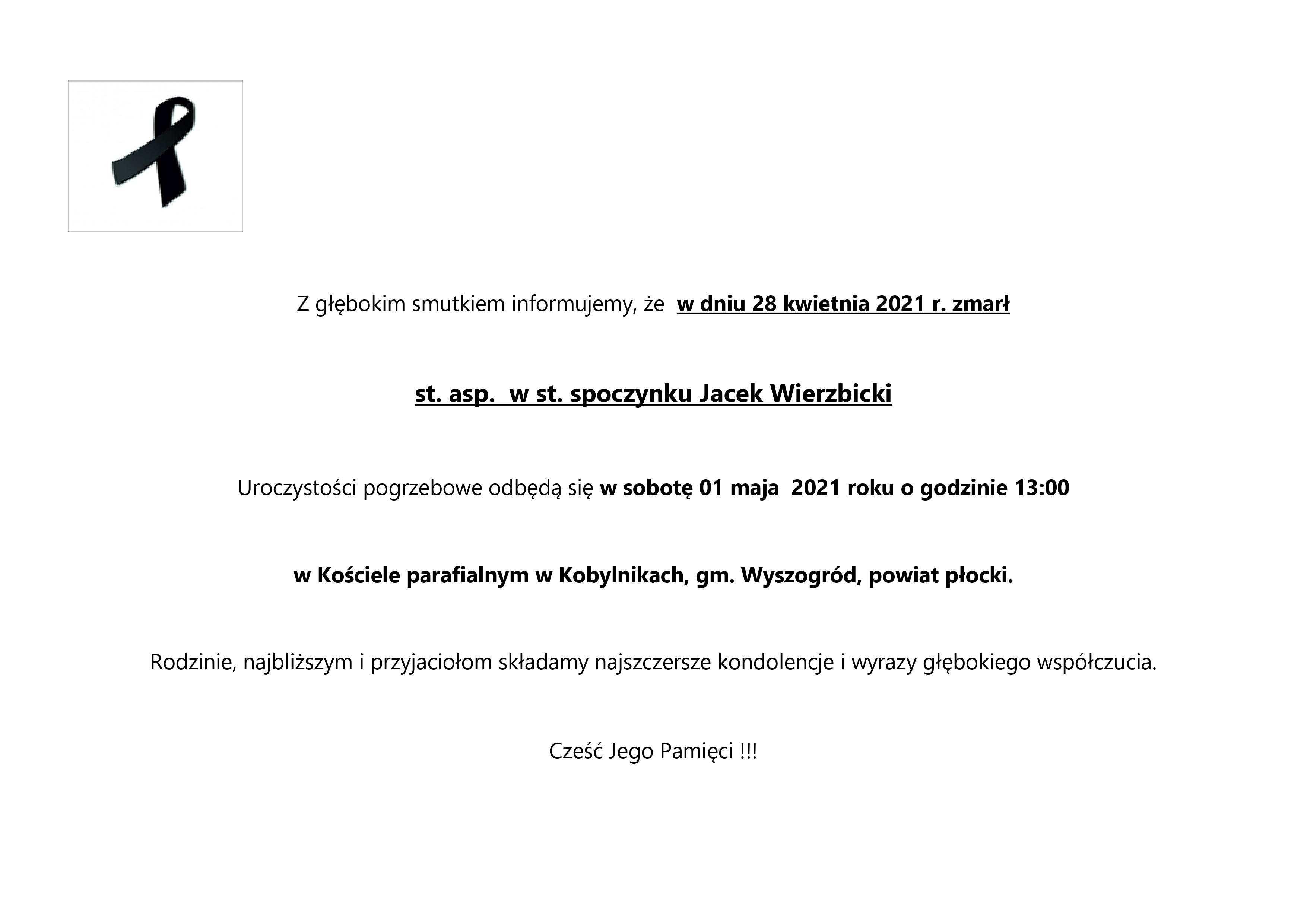 Informacja o śmierci strażaka