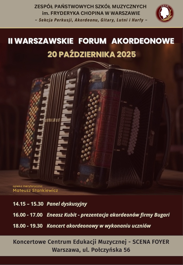 II Warszawskie Forum Akordeonowe, 20 października 2025 r., SCENA FOYER, ul. Połczyńska 56, Warszawa