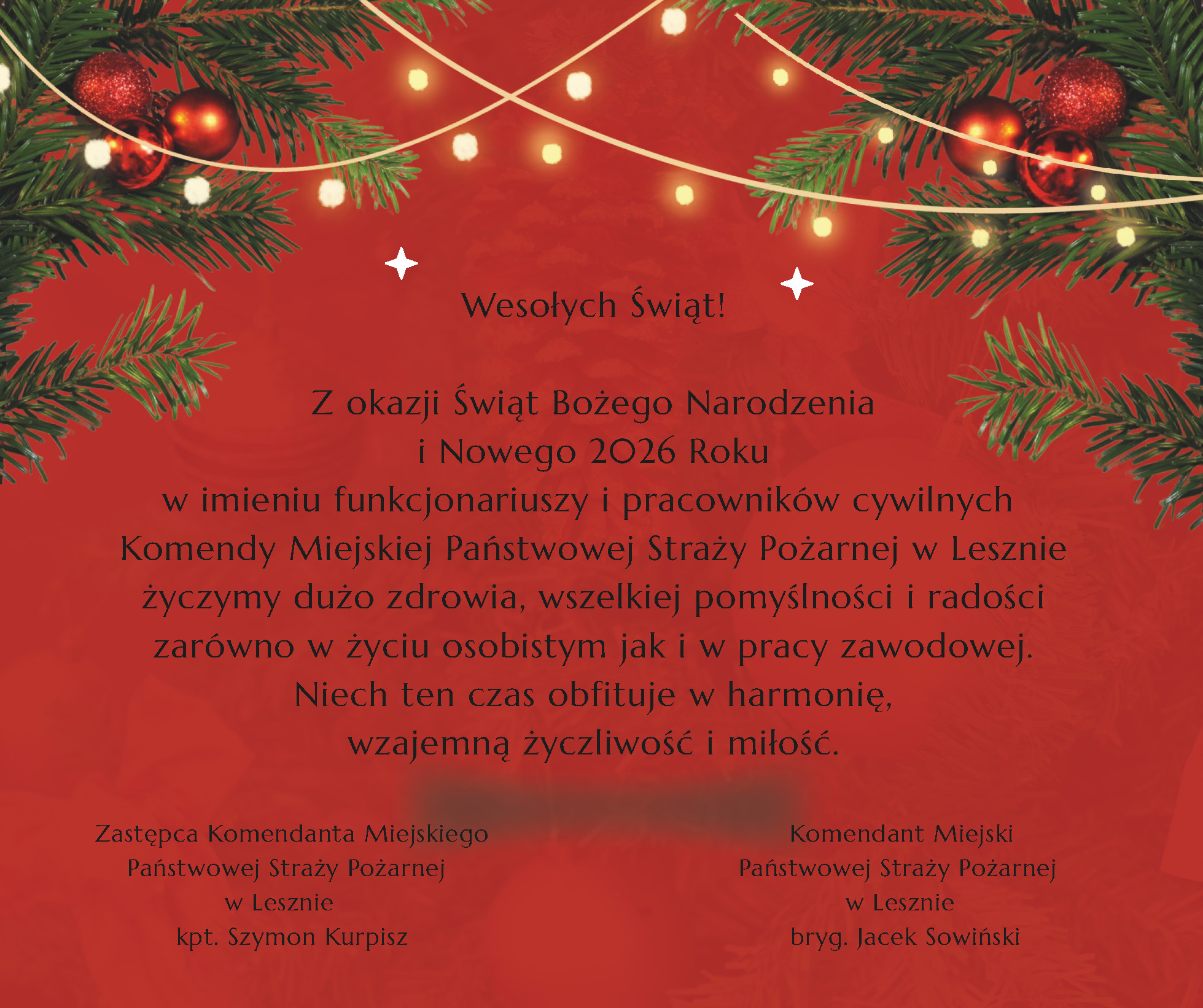 Napisy z życzeniami świątecznymi i grafiką.