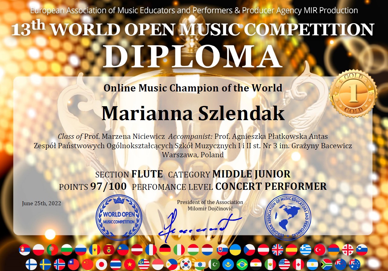 Marianna Szlendak 13th World Open Music Competition