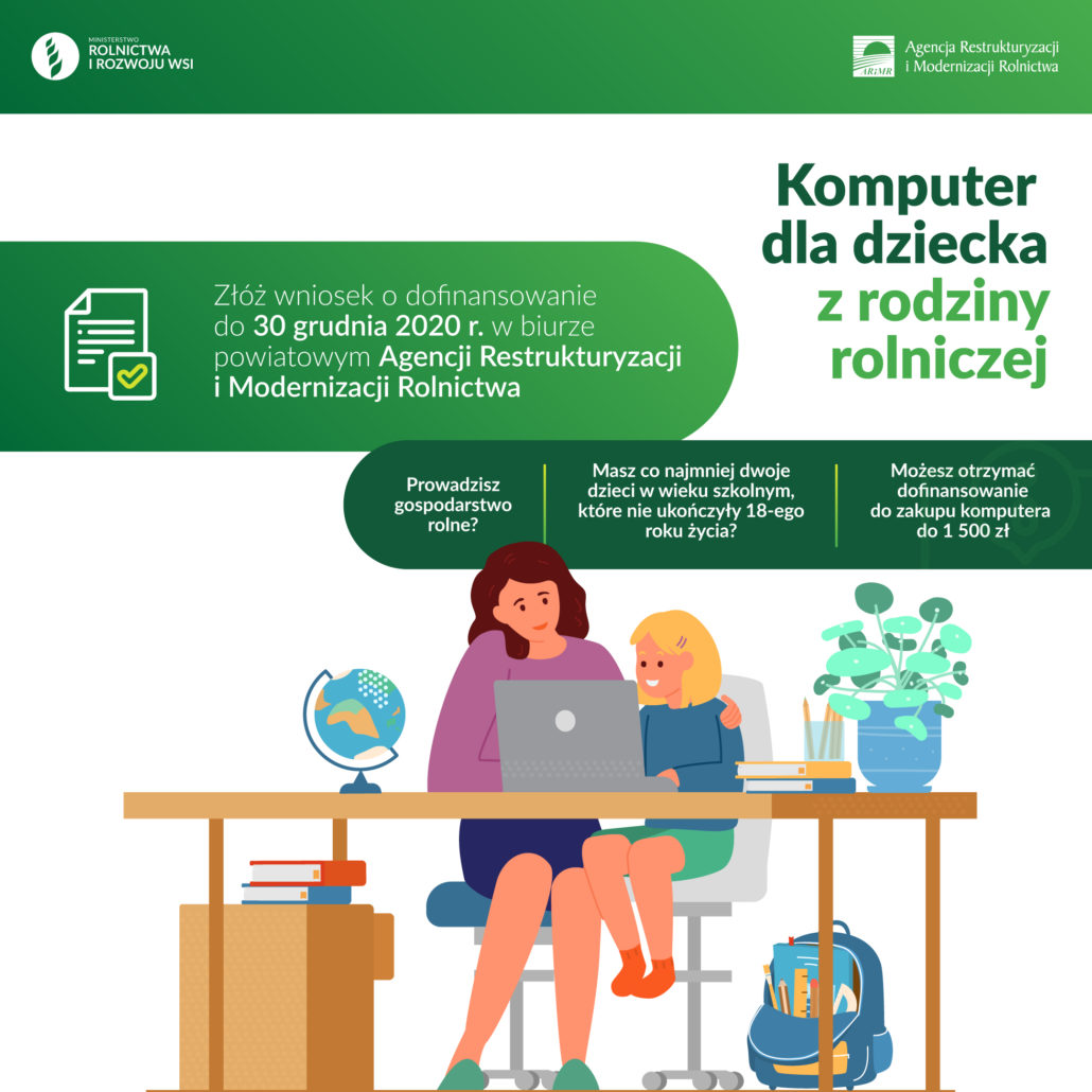 DOFINANSOWANIE ZAKUPU KOMPUTERA DLA DZIECKA Z RODZINY ROLNICZEJ
