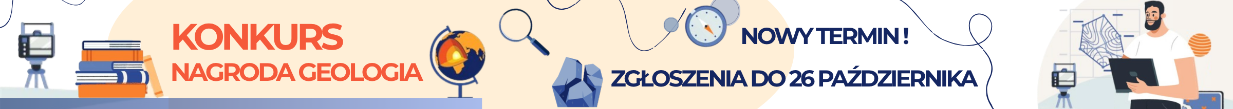 baner konkurs nagroda geologia, po prawej stronie widnieje napis: Zgłoszenia do 19 października.