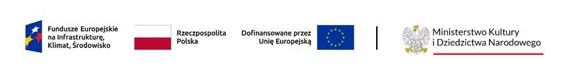 Logotypy Fundusze Europejskie na Infrastrukturę i Środowisko | Rzeczpospolita Polska | Dofinansowano przez Unię Europejską | MKiDN
