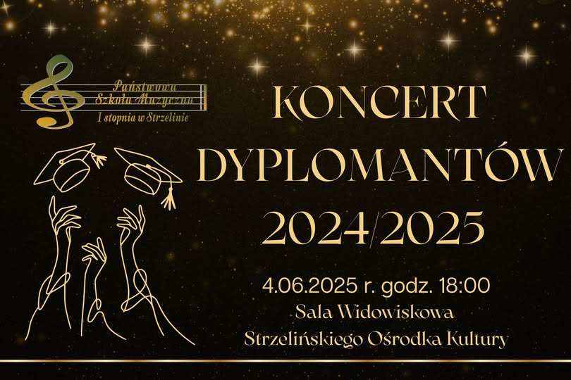 Na czarnym tle znajdują się złote grafiki oraz złote napisy. 