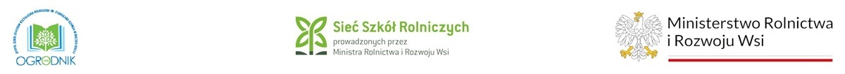 na zdjęciu trzy loga - szkoły, sieci szkół rolniczych i Ministerstwa Rolnictwa i Rozwoju Wsi