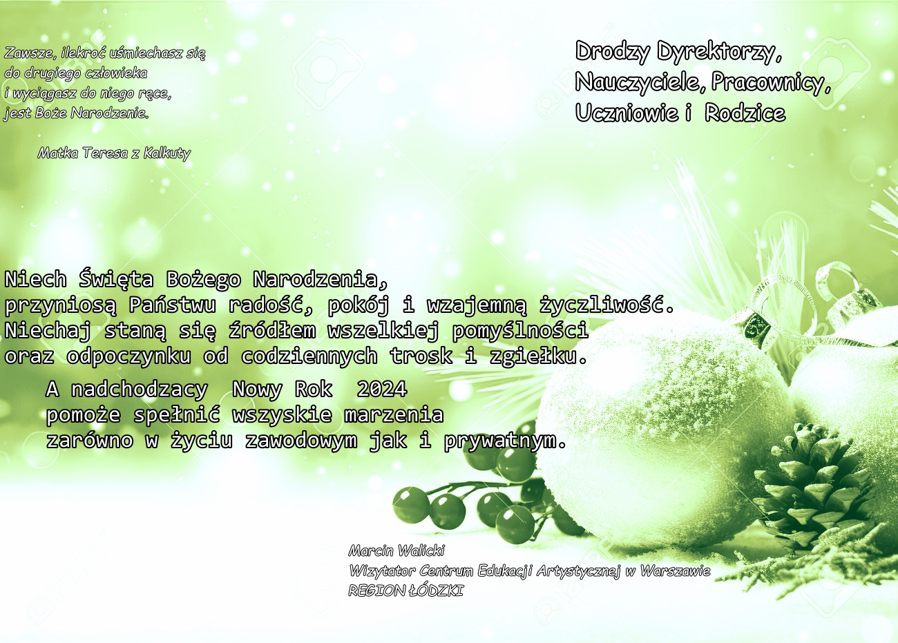 Życzenia świąteczne 2023r.