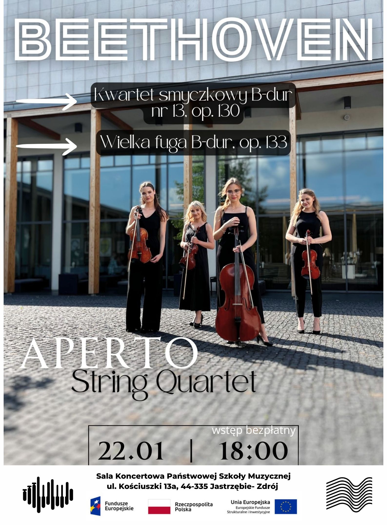 Plakat na Koncert kwartetu smyczkowego.