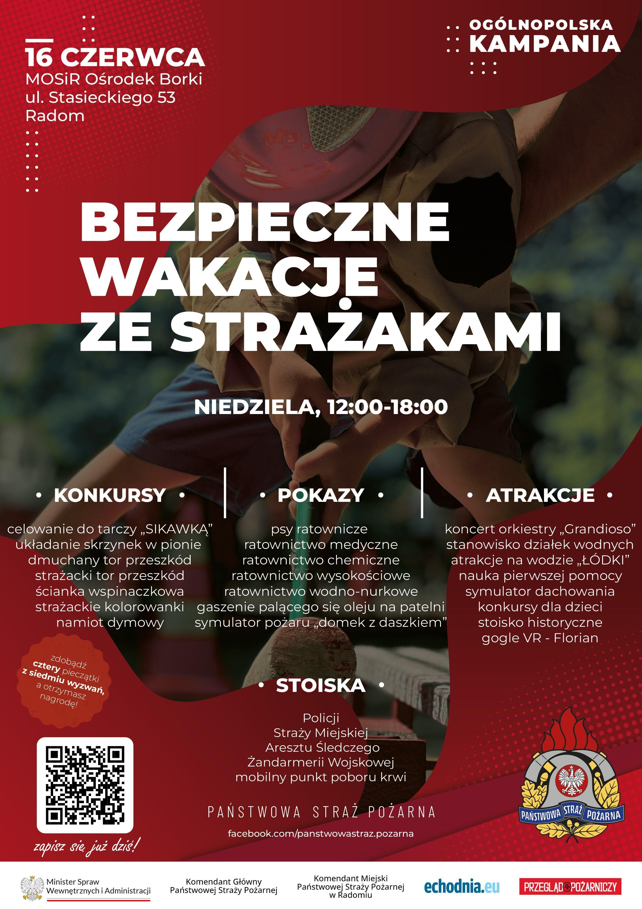 Plakat informujący o pikniku strażackim w Radomiu.