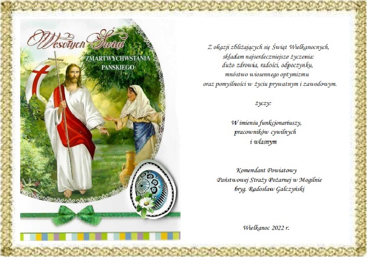 Życzenia Komendanta Powiatowego PSP w Mogilnie