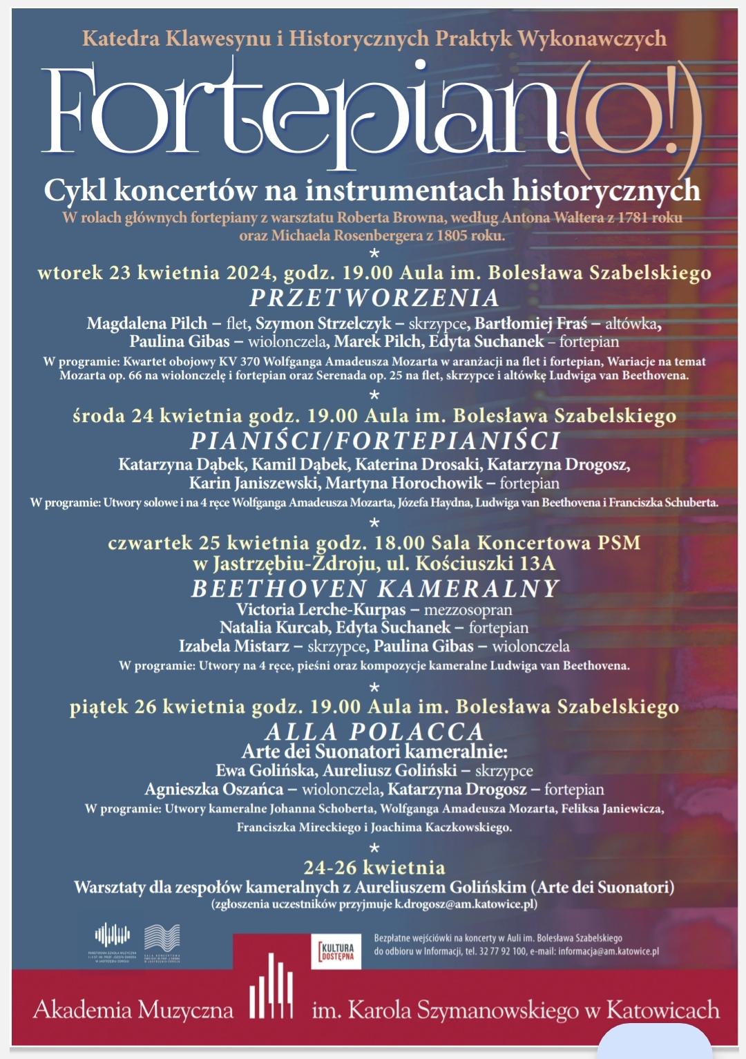 Plakat na Festiwal Fortepiano AM w Katowicach