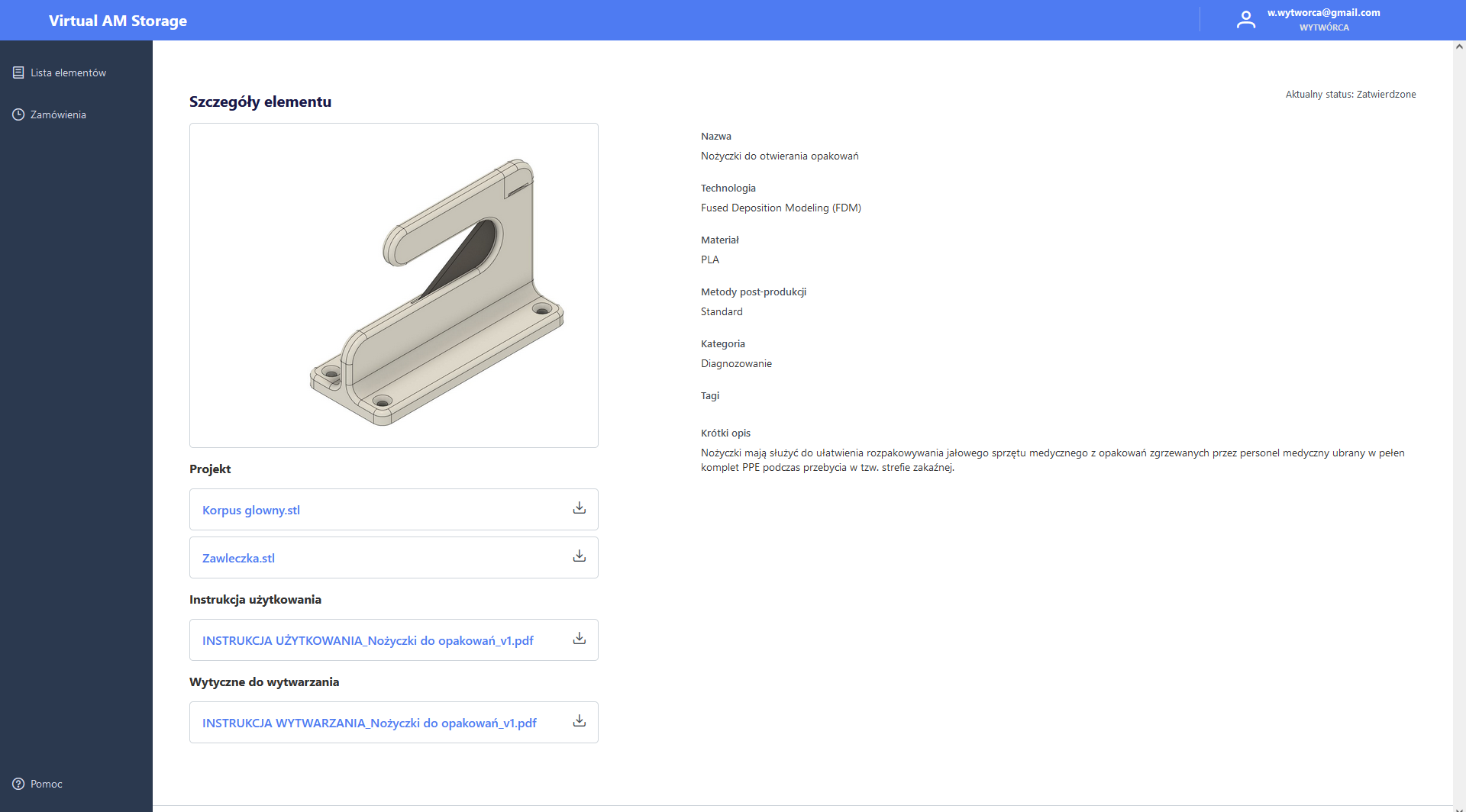 The method of immediate additive manufacturing of spare parts and