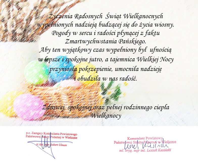 Życzenia Wielkanocne kadry kierowniczej KP PSP w Wieliczce