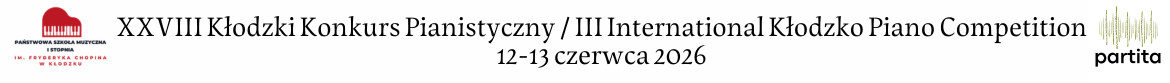 Baner z logami po lewej stronie PSM I st. w Kłodzku, po prawej fundacji partita wraz z tekstem 