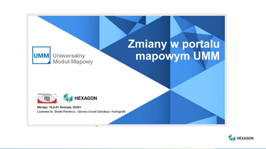 Slajd tytułowy prezentacji "Zmiany w portalu mapowym UMM"