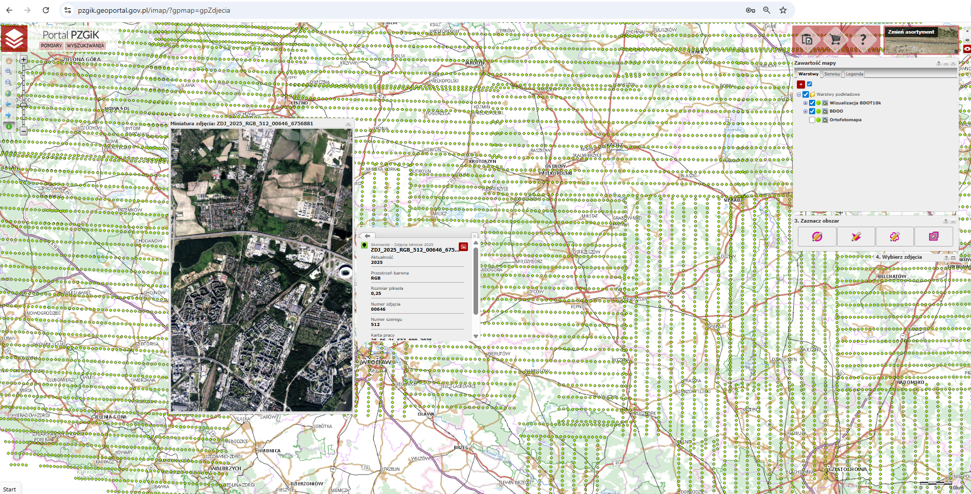 Ilustracja przedstawia zrzut ekranu z portalu pzgik