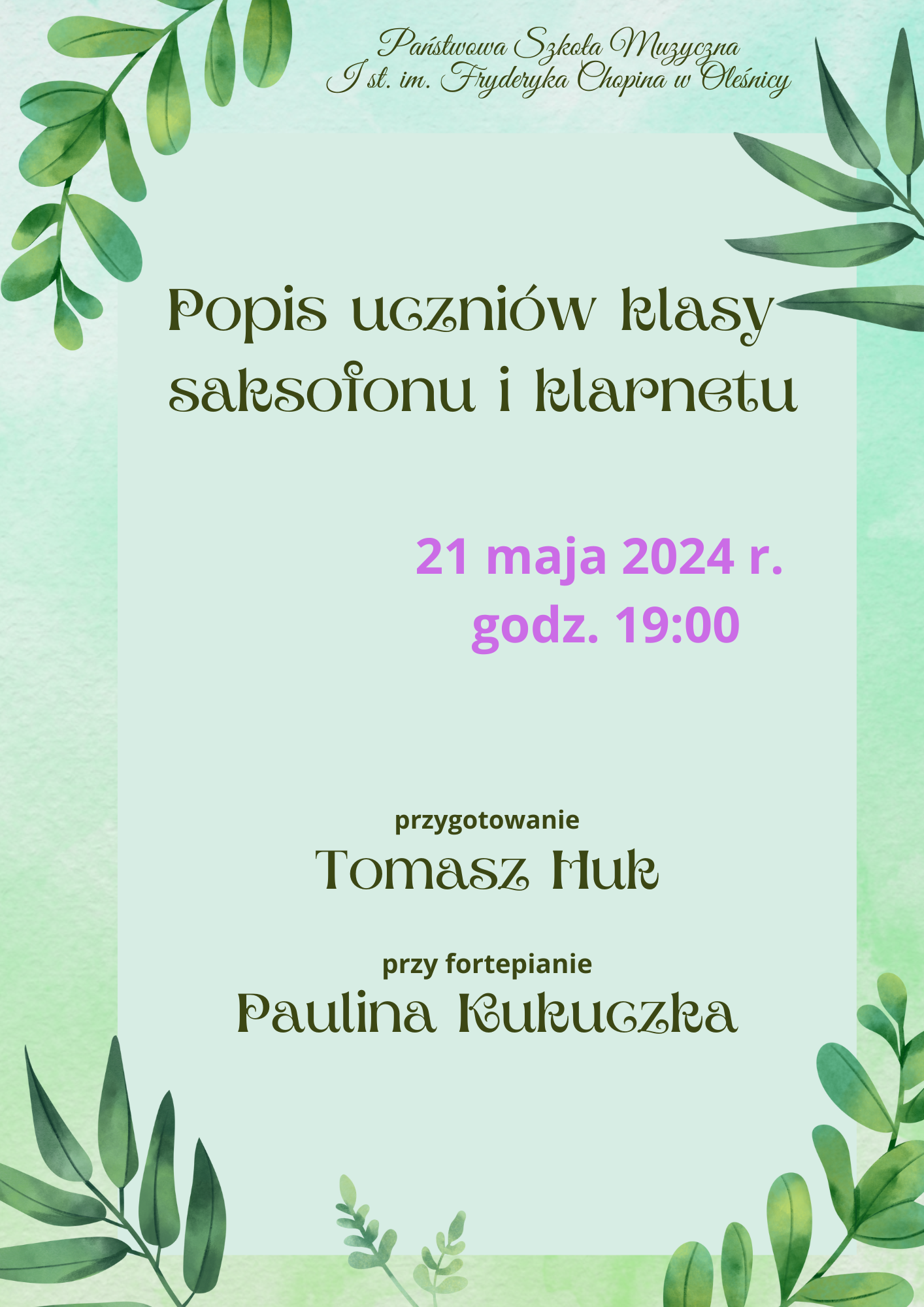 popis klasy klarnetu i saksofonu 