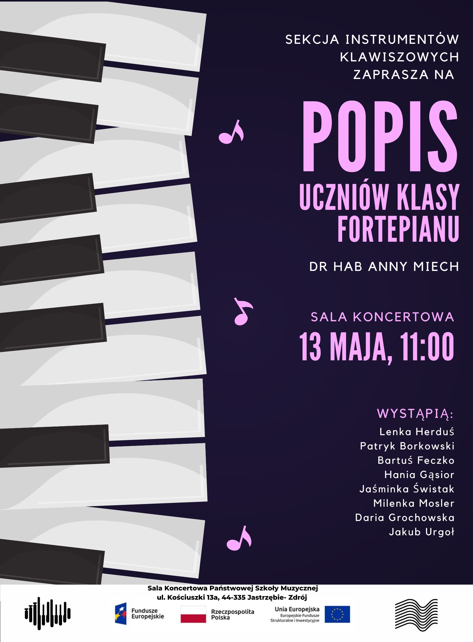 Plakat na popis uczniów Anny Miech