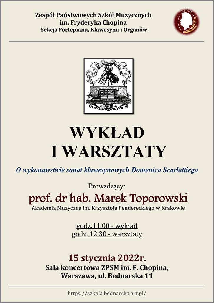 Afisz wykładu i warsztatów - Marek Toporowski, 15 stycznia 2022