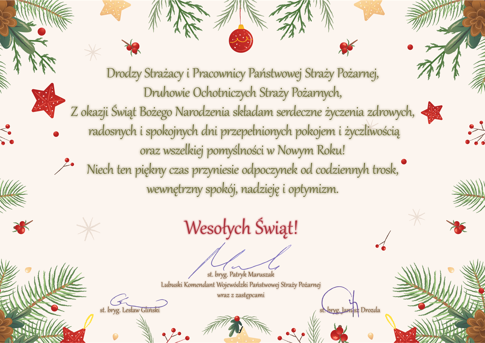 Życzenia Lubuskich Komendantów Wojewódzkich PSP