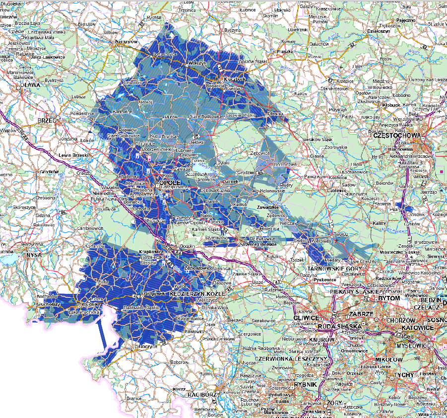 Ilustracja przedstawia zrzut ekranu z zasięgiem nowo przyjętych danych